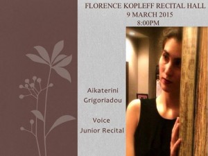 Aikaterini Grigoriadou Voice Recital @ Florence Kopleff Recital Hall | Atlanta | Georgia | United States